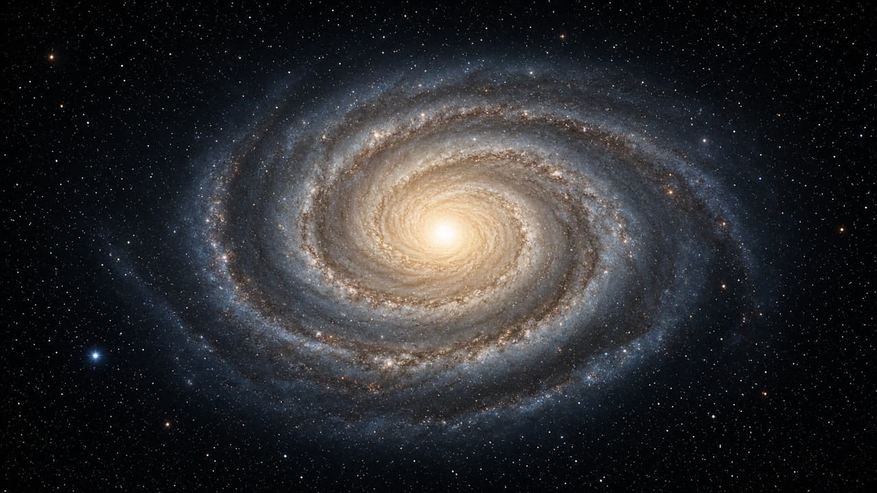 A bright spiral galaxy in deep space